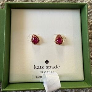 Kate Spade Gold and Pink Teardrop Stud Earrings